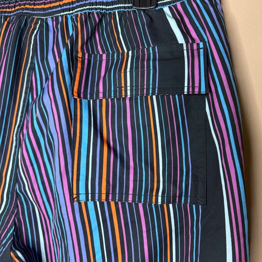 Psycho Bunny Adkins Mens Medium Striped Swim Trunks Lined Summer Vacation
